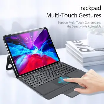 

Wireless Bluetooth Keyboard Case PU Leather trackpad bluetooth Tablet Keyboard wireless touch Cover pad set for IPad Pro 12.9