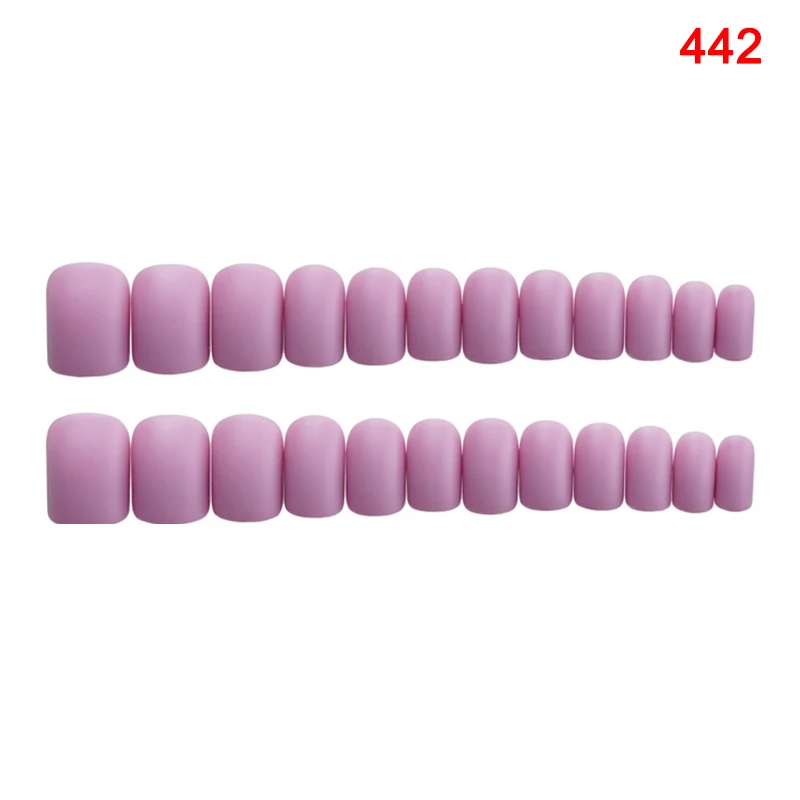 High Quality Fashion 24pcs Detachable Wearable Matte False Nails Full Cover Short Style Candy Color Fake Nail LVS88 - Цвет: 442