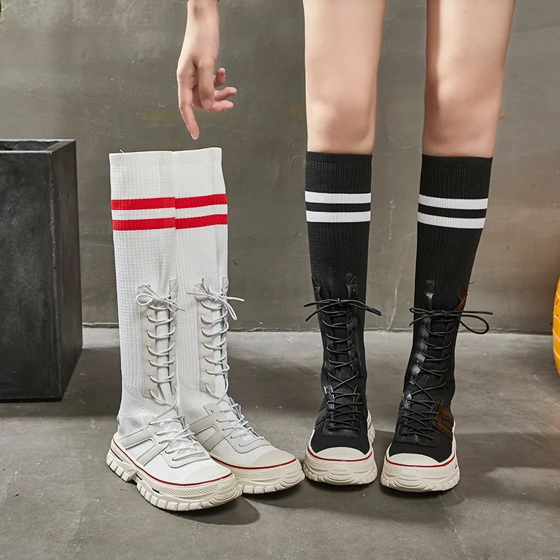 

Round Toe Brand Women's Shoes Lace Up Boots Flat Heel Low Heels booties Bootee Woman 2019 Fashion Autumn Stockings Rubber