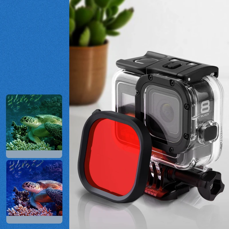 Красный цвет Подходит для GoPro Hero 8 черный практичный Дайвинг фильтр портативный водонепроницаемый глубина Фильтры Аксессуары для камеры - Цвет: Красный цвет