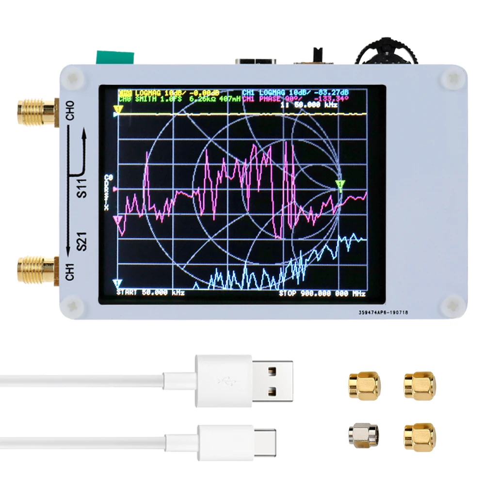 Цифровой векторный сетевой анализатор коротких волн NanoVNA 50KHz 900MHzMF HF VHF UHF антенный
