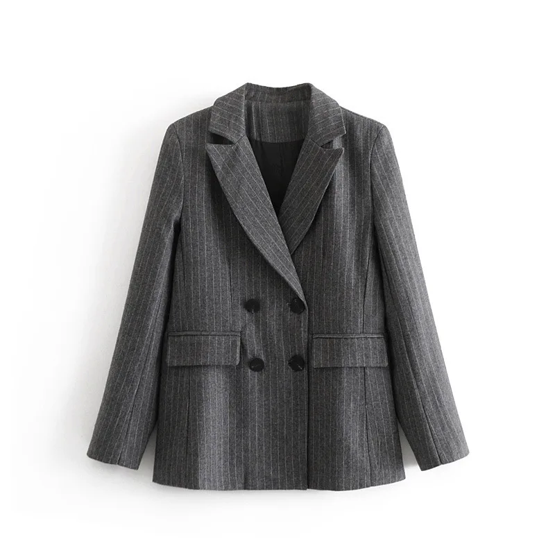 

2018 Autumn New Style Double Breasted Stripes Suit Jacket Women's W27252