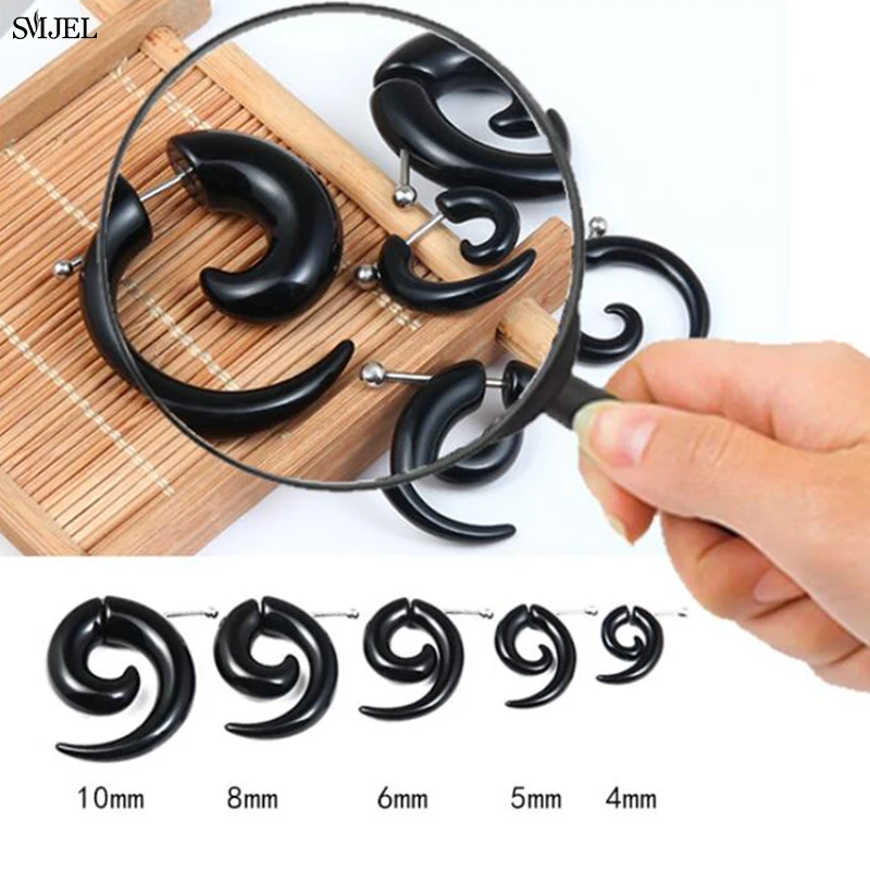 Punk Spiral Earrings Tapers Snail Ear Expanders Black 4/5/6/8/10 mm Body Jewelry Men Women Ear plug Piercing