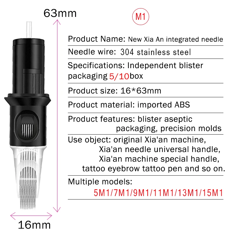 10 шт. иглы для татуировок одноразовые полуперманентный макияж бровей 5M1/7M1/9M1/11M1/13M1/15M1 принадлежности для тату-пистолета боди-арт