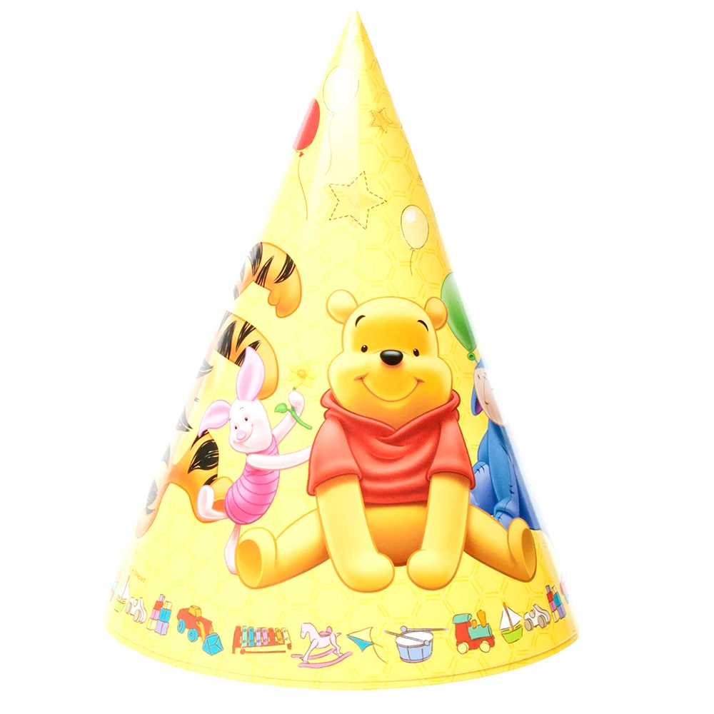yellow Hat 6pcs Дисней мультфильм Винни Пух посуда для вечеринки в честь Дня рождения набор Декор чашка тарелка скатерть карты детские принадлежности для тематической вечеринки - Цвет: yellow Hat 6pcs