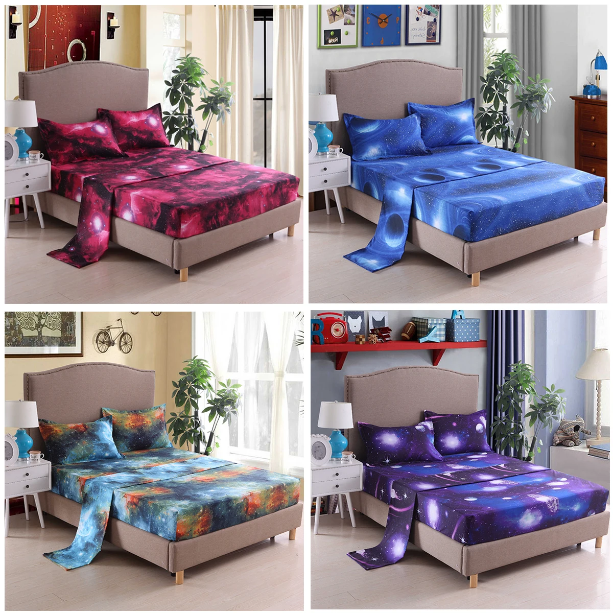 Простыня с 3D галактикой наматрасник эластичная простыня защитой от пыли в