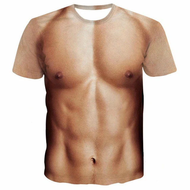 Men Chest Hair Fashion Sexy Muscle Men T Shirt 3D Print Casual Clothing Streetwear T Shirt Tops T169