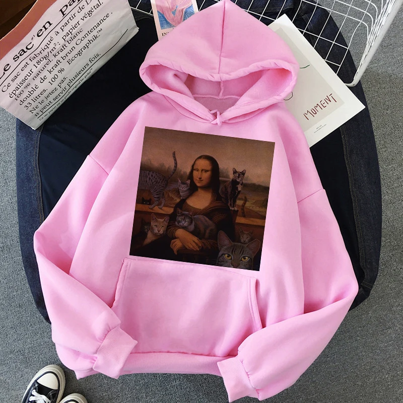 Mona Lisa забавные Harajuku эстетические толстовки для женщин гранж мультфильм 90s винтажные толстовки модные хип хоп Ullzang толстовка женская