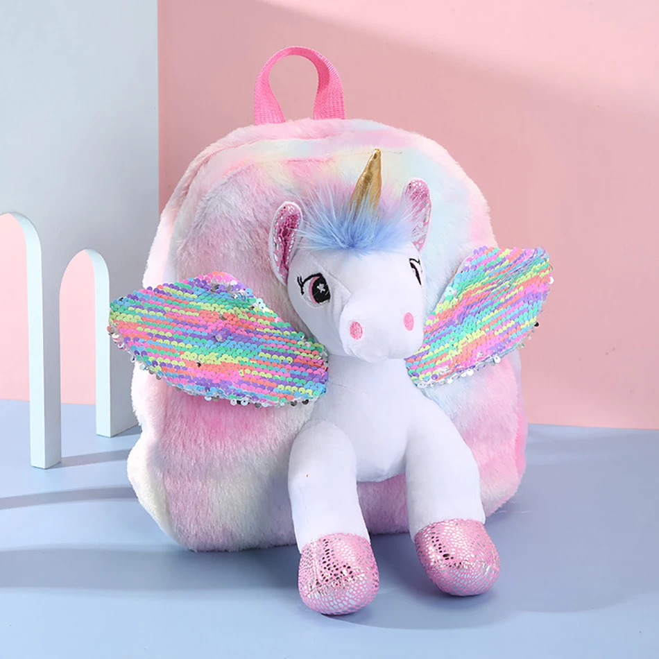 Unicorns Cartoon School Book Bag Backpacks Cute Fashion 3D Fur Backpacks For Girls Travel Backpack Children 3 Hebcfd5e9b5d3436bbba93e3b3a317b58i