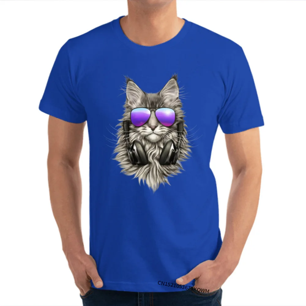  Personalized Summer/Autumn 100% Cotton O Neck Men's Tops Shirts Fashionable Tops Shirt Oversized Short Sleeve T-Shirt maine coon 54 blue