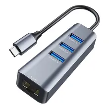 

USB 3.0 HUB Type c to Ethernet Network Adapter 1000 Mbps RJ45 usb-c 4 in 1 with 3 usb 3.0 Ports usb splitter for MacBook Pro hot