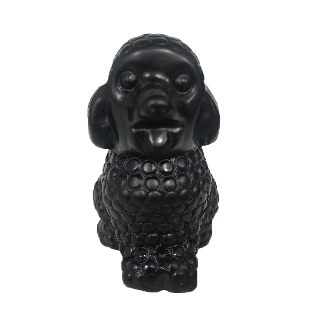 Natural Black Obsidian Dog Crystal Quartz Animal Healing Reiki Energy Gemstone Figurine For Home Decoration&Gift ZJJ