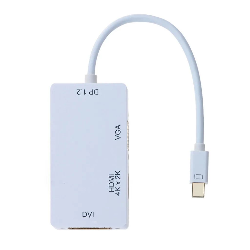 Мини-дисплей порт HDMI VGA DVI адаптер 4K 3 в 1 адаптер видео дисплей конвертер - Цвет: Белый