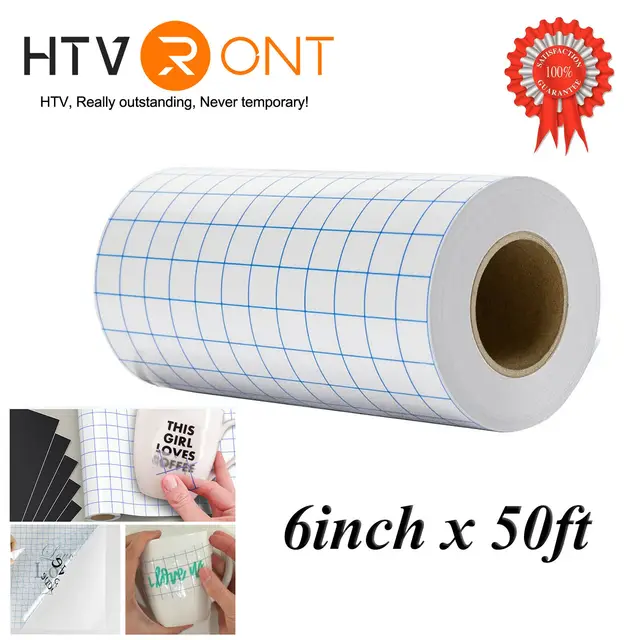 HTVRONT 15cmX1500cm Transfer Tape Paper Blue Alignment Grid Application Film for Cup Car DIY Cricut Craft Decal Adhesive Vinyl 1
