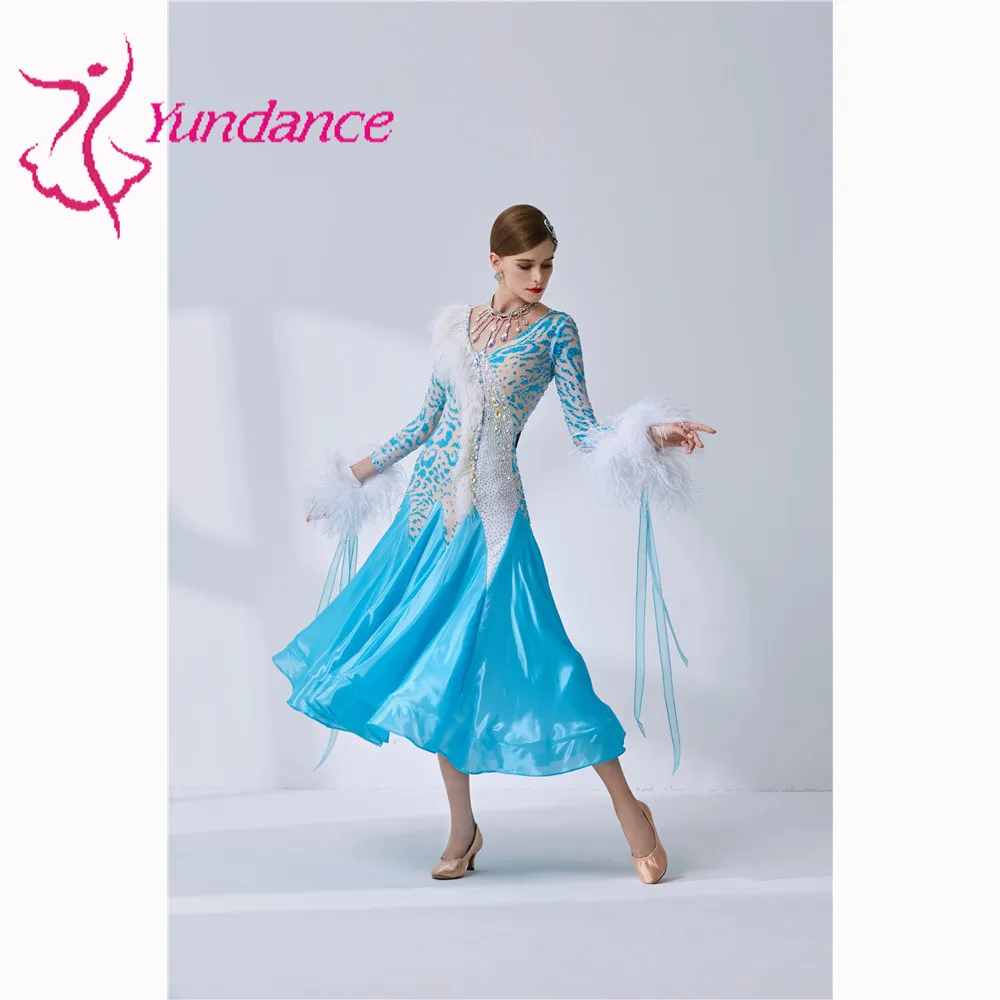 B-1999 Бальные платья синего цвета для танцев, vestiti da ballo standard donna waltz платье для взрослых