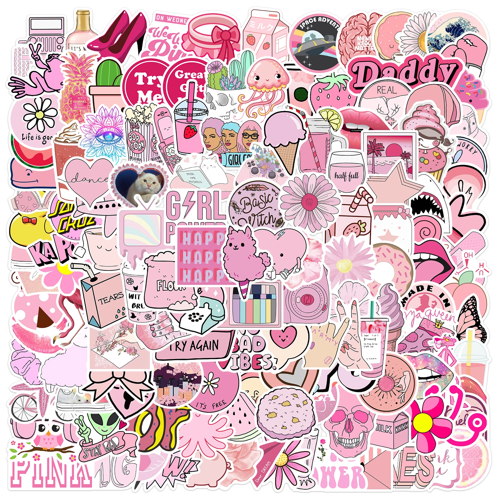 Tanio 10/50/100/150pcs Cartoon Pink Girls naklejki