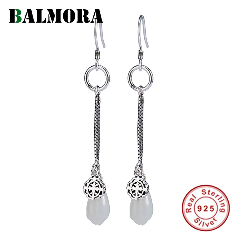 BALMORA 925 Настоящее серебро 925 пробы Висячие серьги для женщин длинные орхидеи модные украшения Brincos рождественские подарки