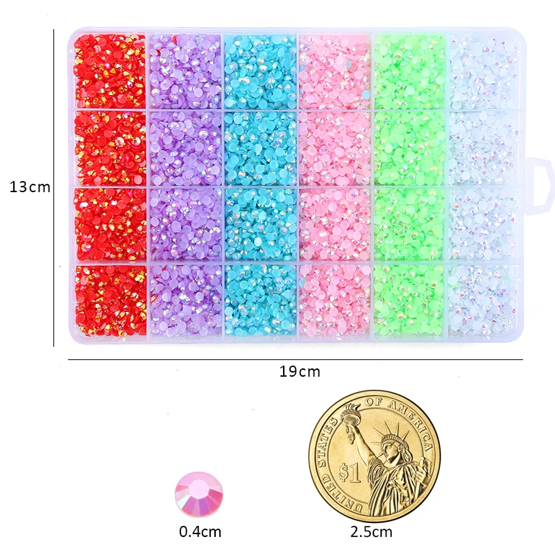 Jelly Glitter Resin Rhinestones for Clothing Decorations Nail Gems Accessories 3/4mm