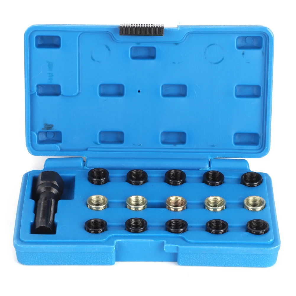 

16pcs/Set M14 X 1.25 Spark Plug Rethread Thread Repair Tools Kit Wire Sleeve With Case Universal Car Tap Rethreading Tool