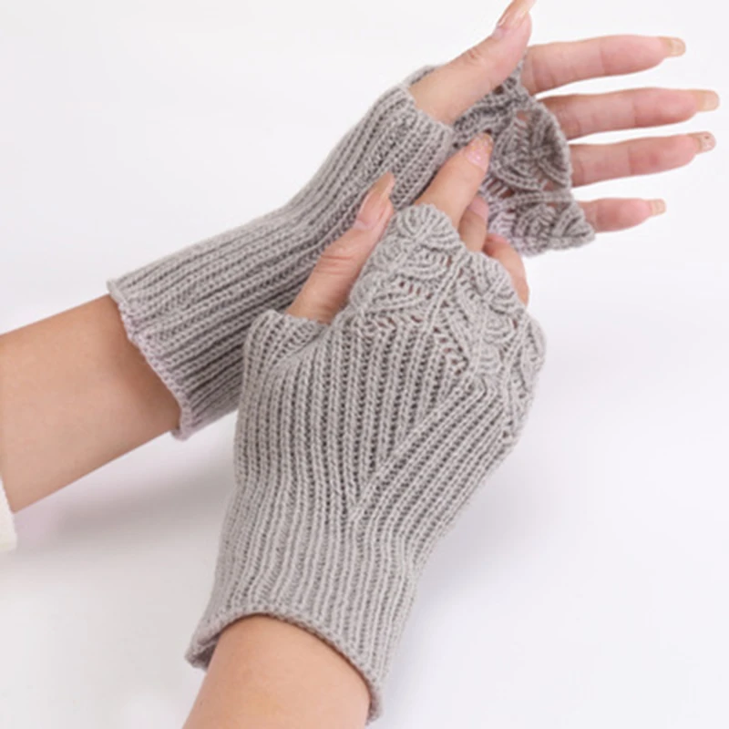 

Half Finger Gloves For Women Winter Soft Warm Wool Knitting Arm Gloves Soft Warm Mittens Handschoenen Unisex Guantes de mujer