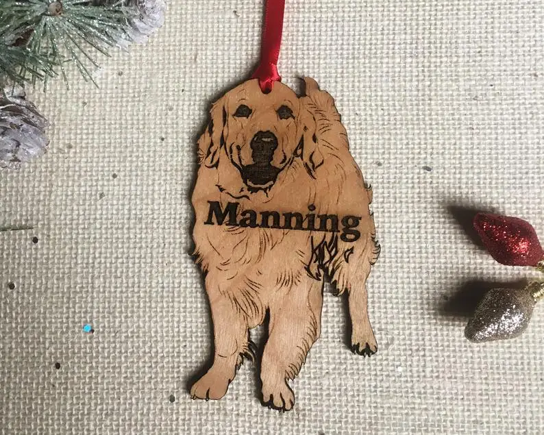 Золотое ретривер персонализированное Рождественское украшение-пользовательский подарок для домашних животных для любимого собаки-подарок для памяти домашних животных-Первый Рождественский подарок для щенка