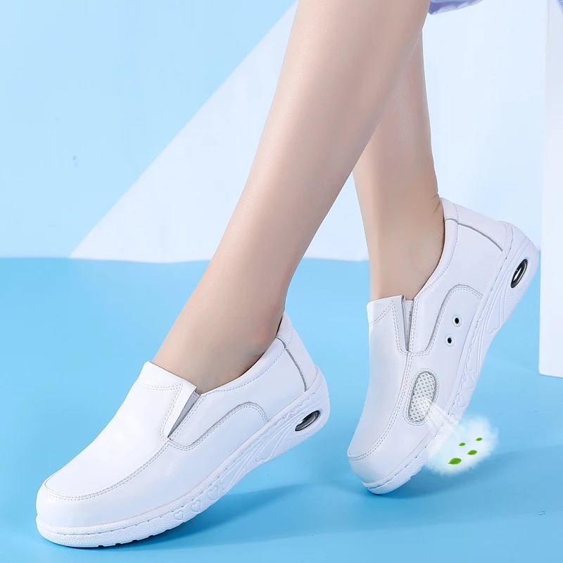 Women's shoes 2020 Nurse white wedge flat comfortable bottom soft cushion anti-slip hospital | Обувь