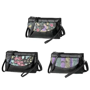 

Flower Print Crossbody Handbags Women Sheepskin Leather Shoulder Clutch Bag