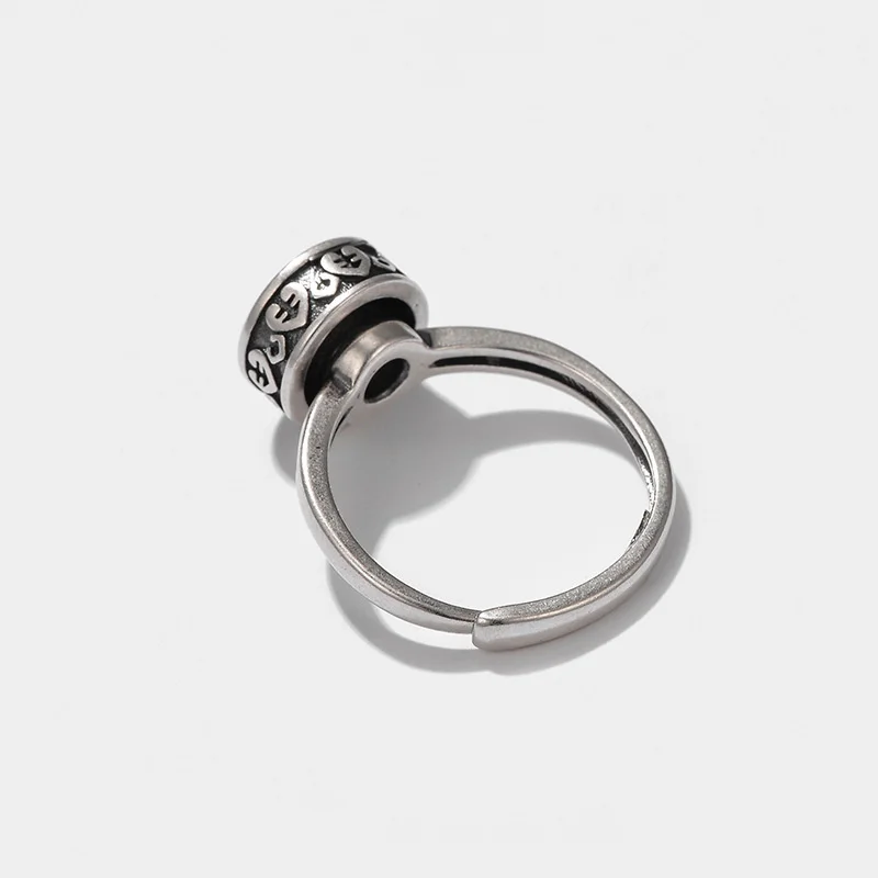 Finger Ring YIZIZAI Vintage Tibetan OM Ring For Women Men Prayer Wheel Buddhist Mantra 7 Chakras Rings Yoga Meditation Luck Jewellry Gifts finger ring,tibetan silver rings