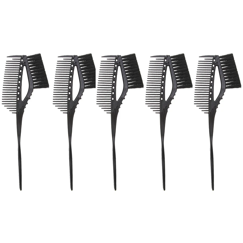 

5Pcs Pro Black Plastic Hair Color Highlighting Dye Tint Brush Hair Section Comb Pro Salon Hairdressing Diy Styling Tools with Br
