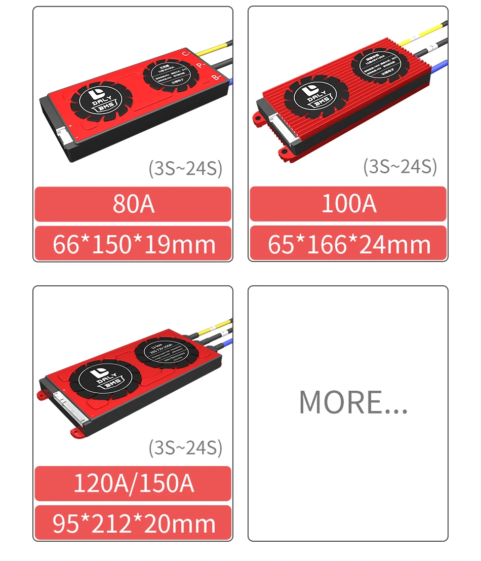 Daly BMS Li-Ion LiFePO4 BMS 3s-24s 12V 24v 36V 48V 60V 72V 29,6 in15A 20A 30A 40A 50A 60A 80A 100A 120A 150A Lithium battery BMS