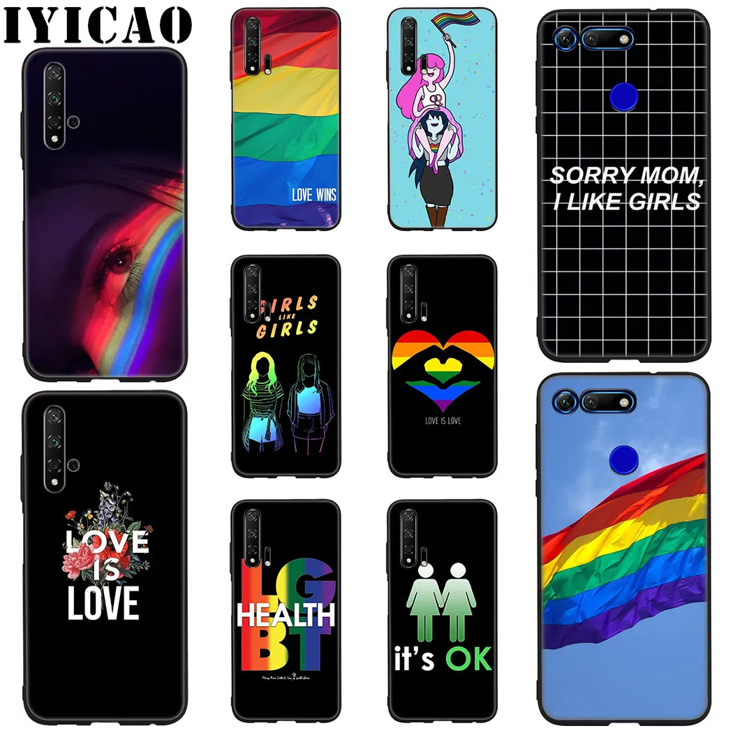 IYICAO Lesbian LGBT Rainbow Pride Silicone Soft Case for Honor View 20 8C 8X 8 9 10 Lite 6A 7C 7X 7A 9X Pro Note |