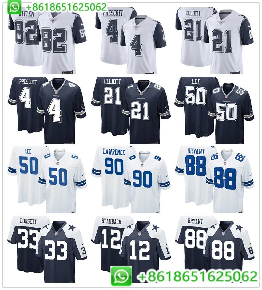 Сшитые мужские Даллас дак Прескотт Эзекиль Эллиот Шон Ли Джейсон Виттен Демаркус Лоуренс Роджер Стаубах майки