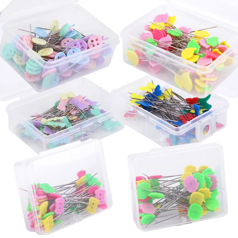 LMDZ 50Pcs/Box 5 kinds Colorful Needles Stitch Straight Push Sewing Pins For Dressmaking DIY Sewing Tools Positioning