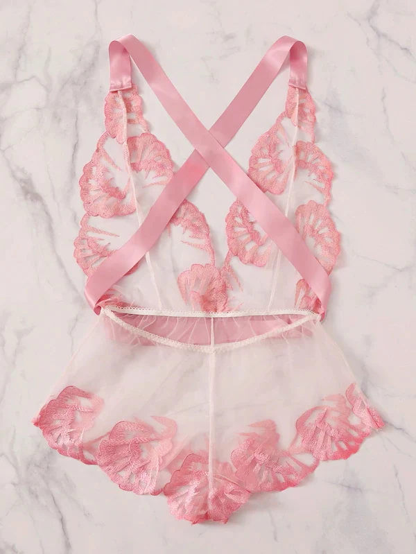 Fashion Women Sexy Lingerie Sleepwear Satin Silk Babydoll Lace Nightwear Pajamas