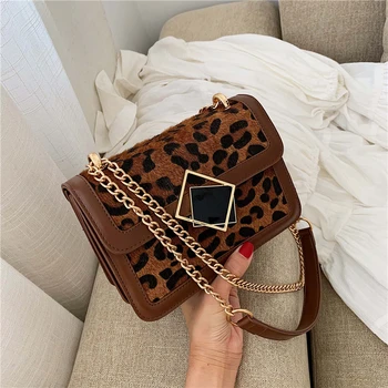 

Winter Leopard Leather Crossbody Bags For Women 2020 messenger Shoulder Bag Small Chain luxury Handbags and Purses сумка женская