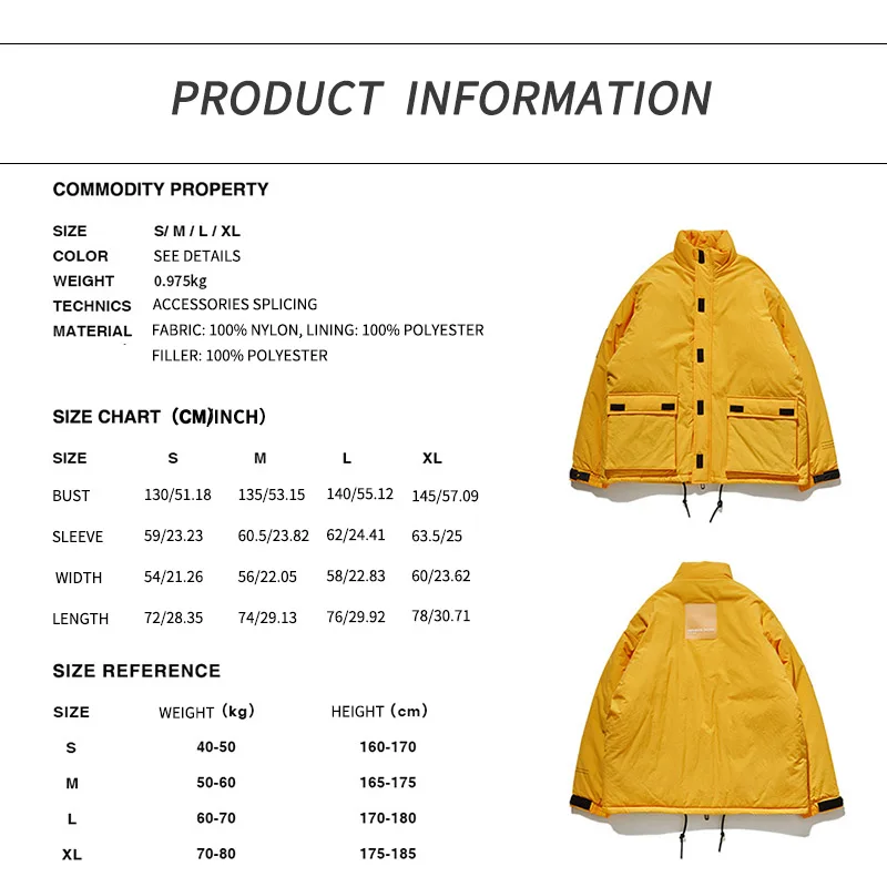 TYBURN зимнее простое однотонное плотное теплое хлопковое пальто с воротником-стойкой на липучке хлопковое пальто