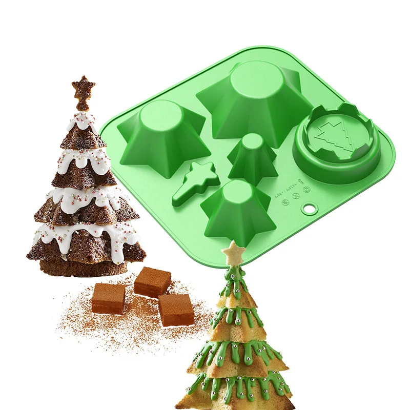 DIY 3D Christmas Tree Cake Mold Silicone Fondant Chocolate Pudding