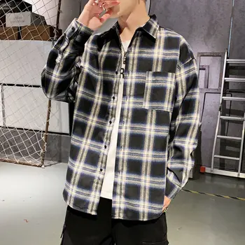 

Plus Asian Size L-5XL 95% COTTON Plaid Shirt For Men Short Sleeves 2020 Spring Autumn Style Fashion Casual Clothing