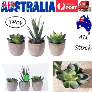 

3pcs Artificial Succulent Plants Decorative Bonsai Succulent Artificial Fake Simulation Plants With Pots Home Garden Decoration