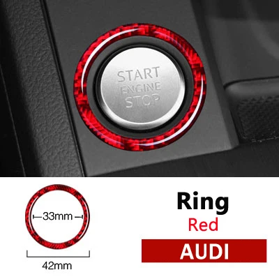 Для Audi A3 A4 A5 A6 c5 c6 Q5 Q7 S3 S6 S7 автомобильный двигатель из углеродного волокна кнопка запуска стоп накладка кольцо для ключей наклейки и наклейки для автомобиля - Название цвета: Ring Red