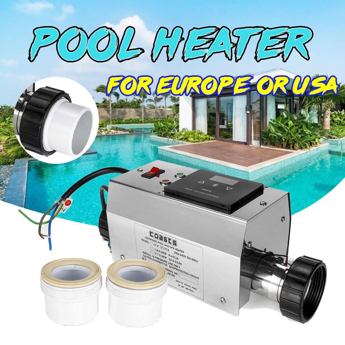 calentador electrico para piscina de 3kw y 220v calentador de agua para bano y spa termostato de 220v para tina accesorios para piscina