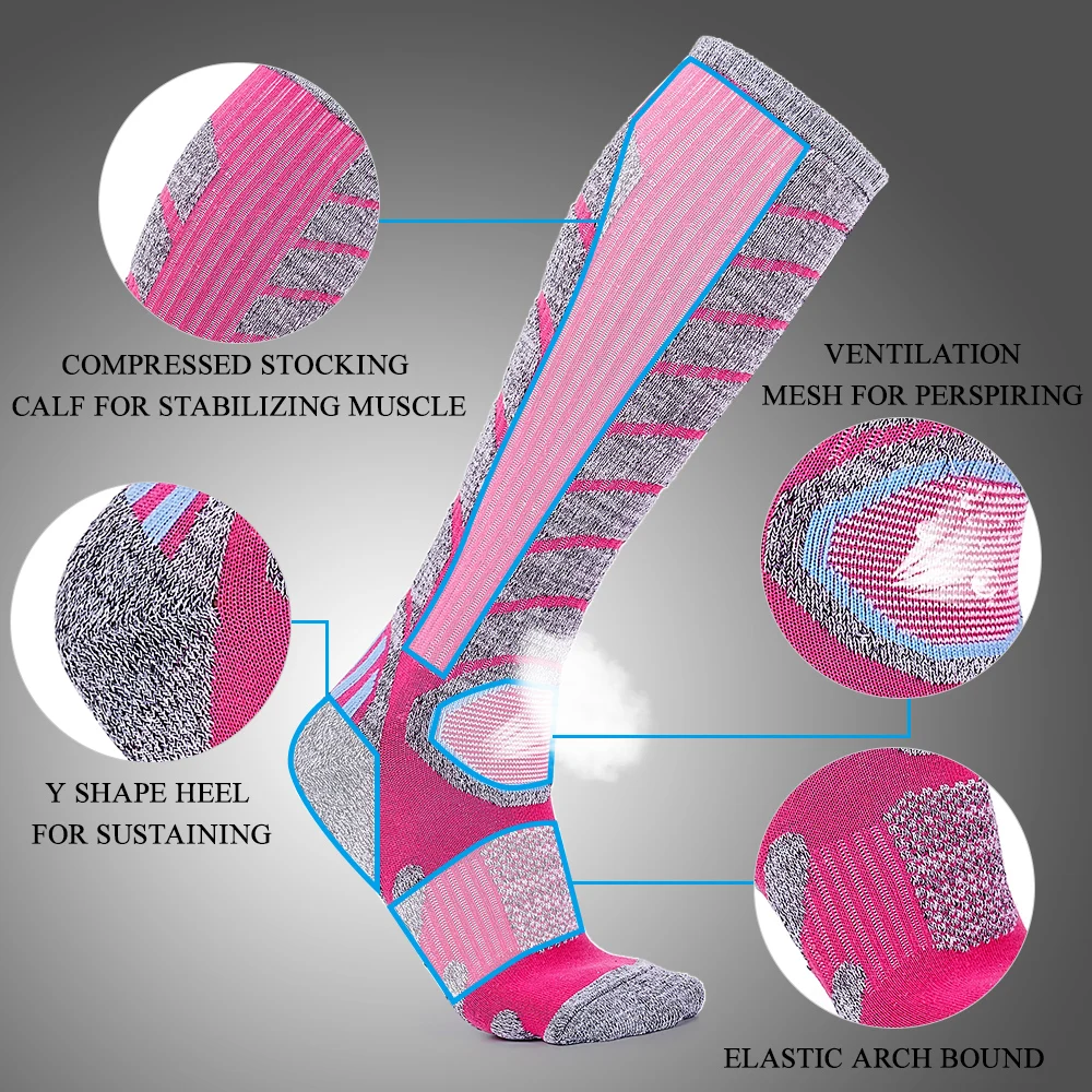 Lixada 2 пары носков Тепловая вентиляция чулки для катания на лыжах спортивные носки до колена для мужчин и женщин для активного отдыха походов альпинизма