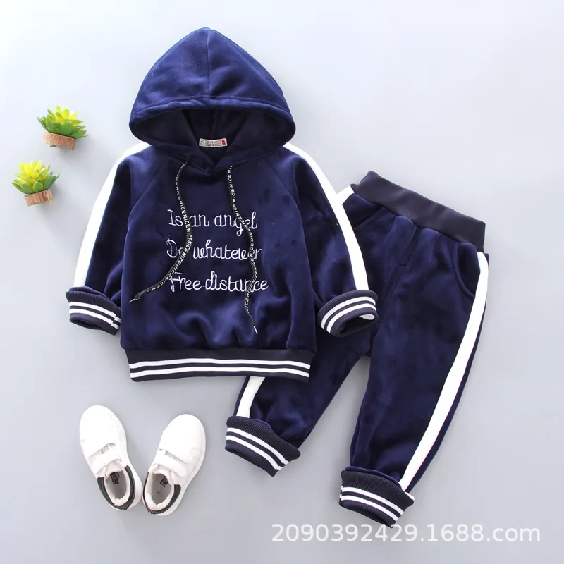 

2019 CHILDREN'S Sweater Autumn And Winter Children Baby Men And Women Children English Lettered Double-sided Plush Set