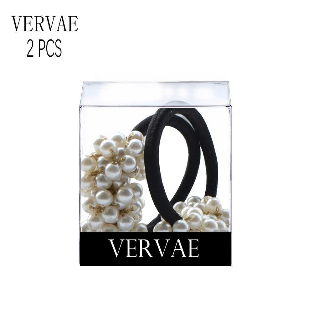 

2-pcs Women Elastic Hair Bands Pearl Headwear Lady Solid Hair Ties Girls Gold Hair Accessories 2019 VERVAE