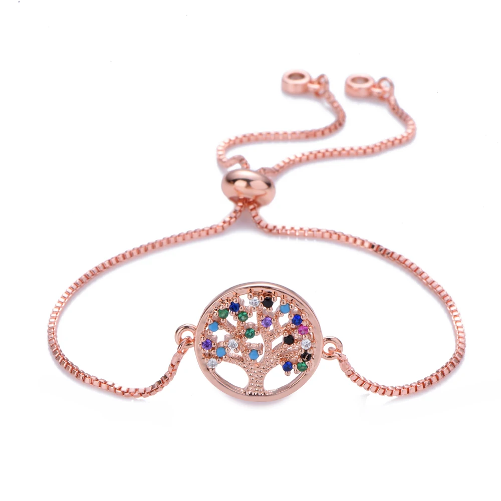 1JYX, новинка, pulseira mujer moda, прозрачный кристалл, золото, браслеты с подвесками, браслеты для женщин, дерево жизни, регулируемый браслет, ювелирное изделие, подарок - Окраска металла: B1315-R
