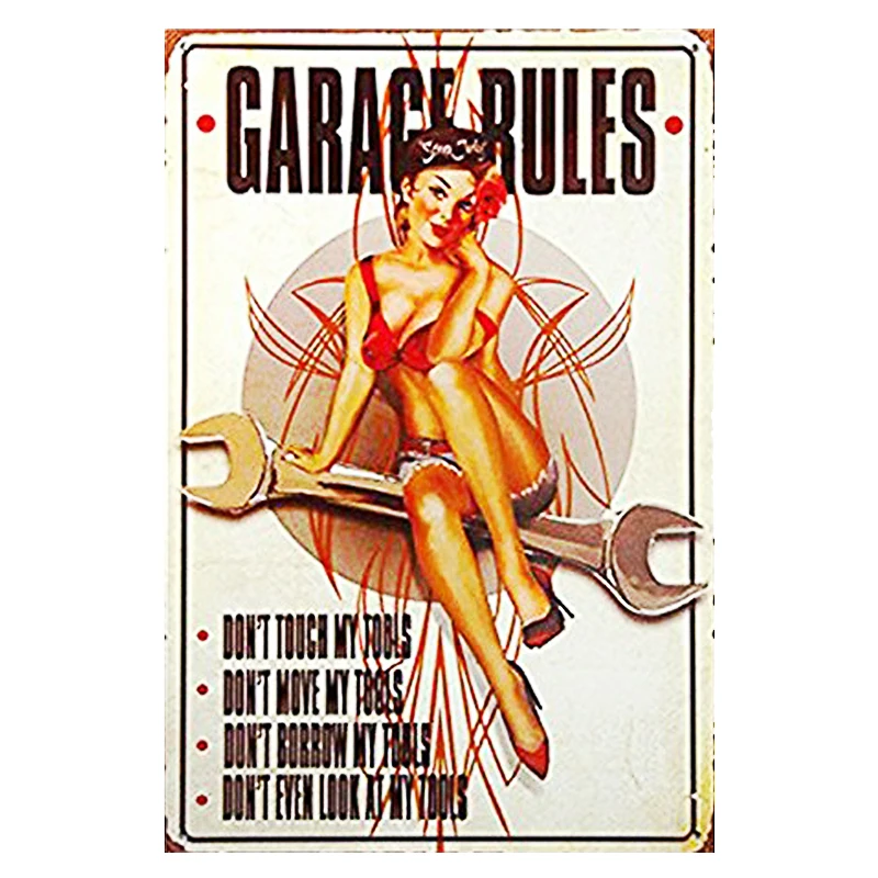Железный Знак My Garage Rules металлическое украшение винтажная жестяная доска