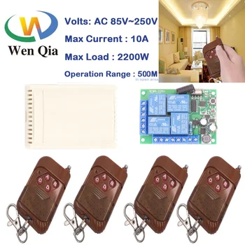 

Wenqia 433MHz Universal Remote Control AC 220V 10A 4CH Relay Receiver and Transmitter for Universal LED\Garage\ motor Controller