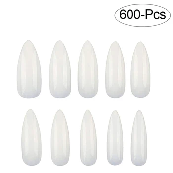 

600pcs/bag 10 Sizes Medium-sized Sharp Ends Stiletto Coffin Fake Nails White Artificial Nail Tips Press on Nail Full Cover