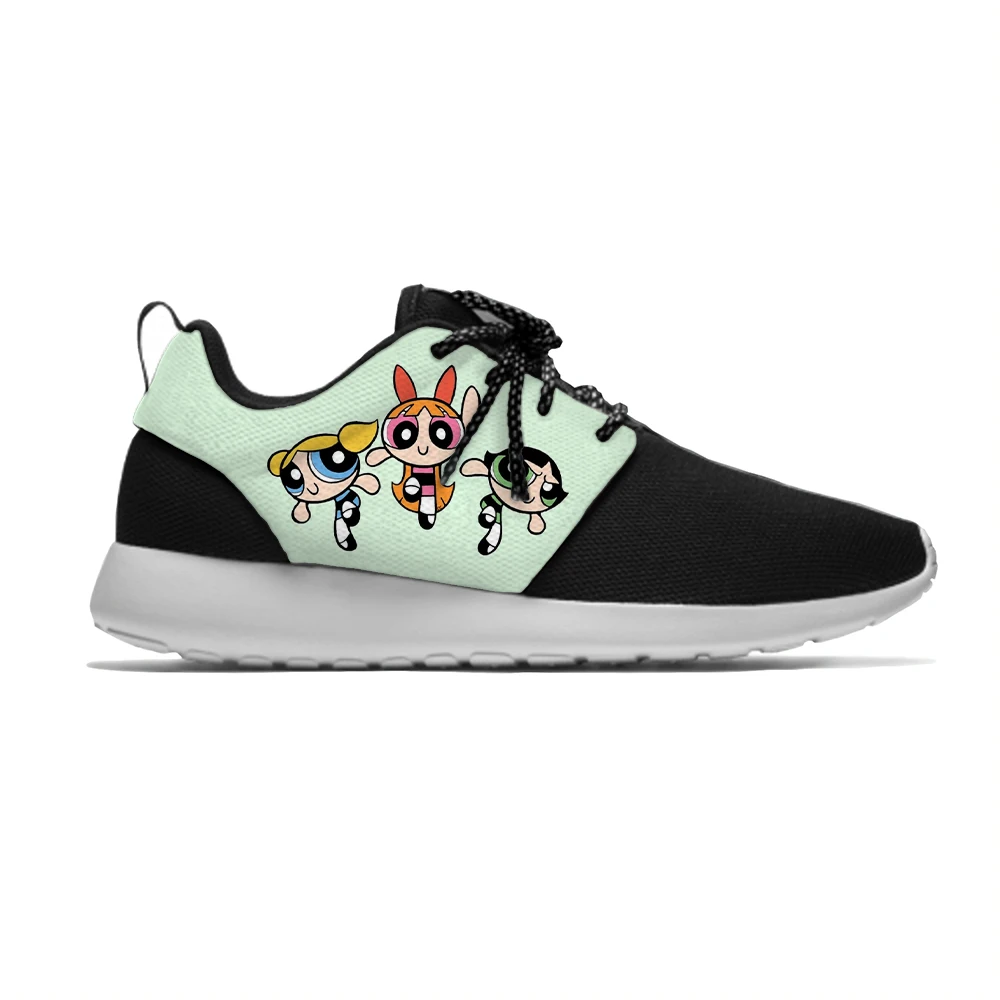 Powerpuff Забавный мультфильм 3D печать дети мальчики девочки кроссовки детские дышащие легкие спортивные кроссовки повседневная обувь - Цвет: The Powerpuff Girls