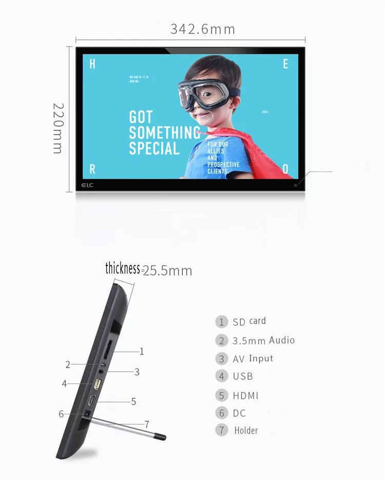 13,3 дюймов 1920x1080/16:9 ips широкоформатная цифровая фоторамка Поддержка SD AV HDMI USB